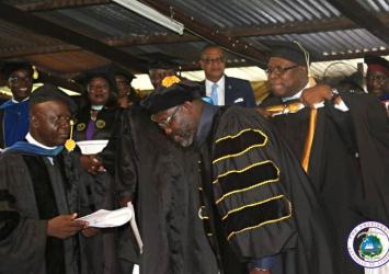 Honorary Doctorate Degree Conferred on President Weah by Interim President Dr. James N. TambaEXECUTIVE MANSION