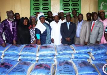 Internal Affairs Minister and other Government Officials making the donation to Muslims at the Gurley Street Mosques.EXECUTIVE MANSION