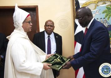Moroccan Ambassador, Idriss Isbayene presents his letter of credence to President WeahEXECUTIVE MANSION 