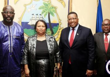 President George Manneh Weah and the Namibian Delegation.EXECUTIVE MANSION