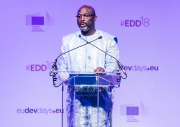 President Weah Addressing EU Development Days 2018 in Brussels.EXECUTIVE MANSION