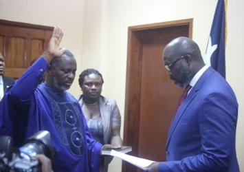 President Weah administers Oath of Office to the Minister of State for Presidential Affairs - McGillExecutive Mansion Photo