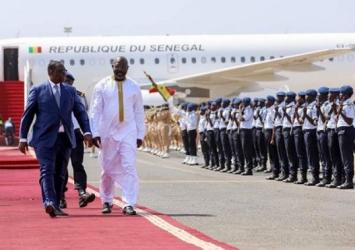 President Weah and his Senegalese counterpart, H. E. Sall inspect guard of honorExecutive Mansion Photo