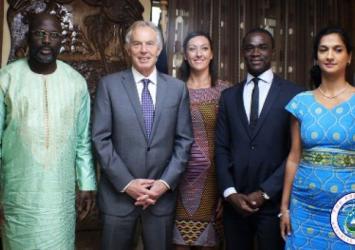 President Weah and Tony Blair along with Min Kpui and staffers of the Tony Blair InstituteExecutive Mansion
