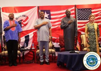President Weah and US Ambassador honor the national anthem along with his Foreign and Finance MinistersEXECUTIVE MANSION
