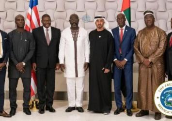 President Weah and entourage pose with the Crown Prince of Abu Dhabi, His Highness Sheikh Mohammed bin Zayed Al NahyanEXECUTIVE MANSION