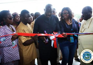 President Weah cutting the ribbon dedicating the newly renovated JFK Hospital BuildingEXECUTIVE MANSION