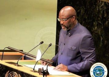 President Weah delivering a special statement on Monday September 24 2018 at the Nelson Mandela Peace Summit at the United Nations Headquarters in New York.EXECUTIVE MANSION