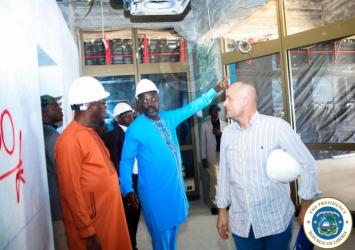 President Weah points to a segment of the Executive Mansion that he wants fixed betterExecutive Mansion