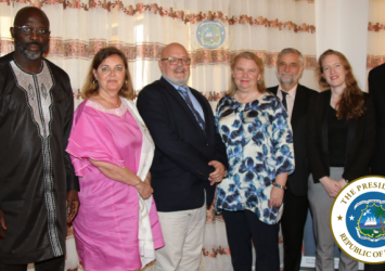 President Weah poses with members of the Delegation of the European Union to Liberia.pngExecutive Mansion
