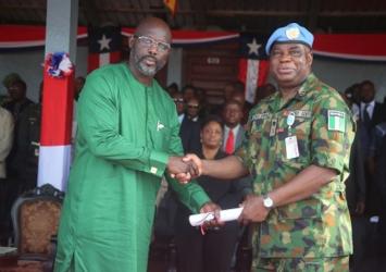 President Weah Congratulates Commander of the UN Mission in LiberiaExecutive Mansion Photo