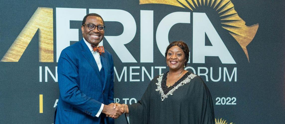 Vice President of Liberia, H.E. Chief Dr. Jewel Howard-Taylor and Dr. Akinwumi A. Adesina, President of the African Development Bank Group.